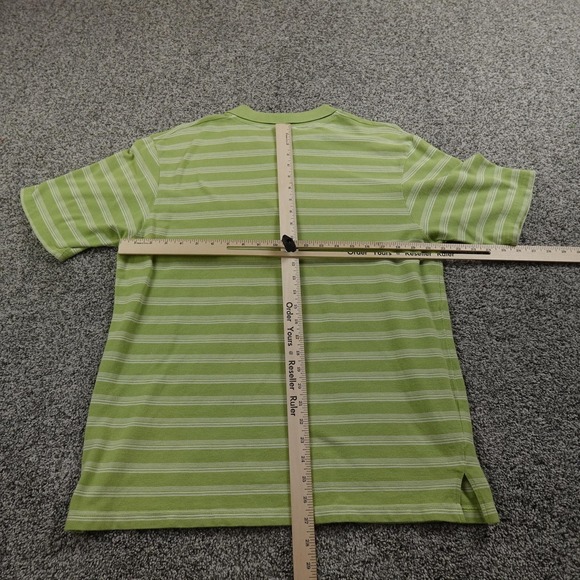 Lacoste Polo Shirt Mens 7 2XL Green White Striped Crocodile Short Sleeve Golf - Picture 7 of 10